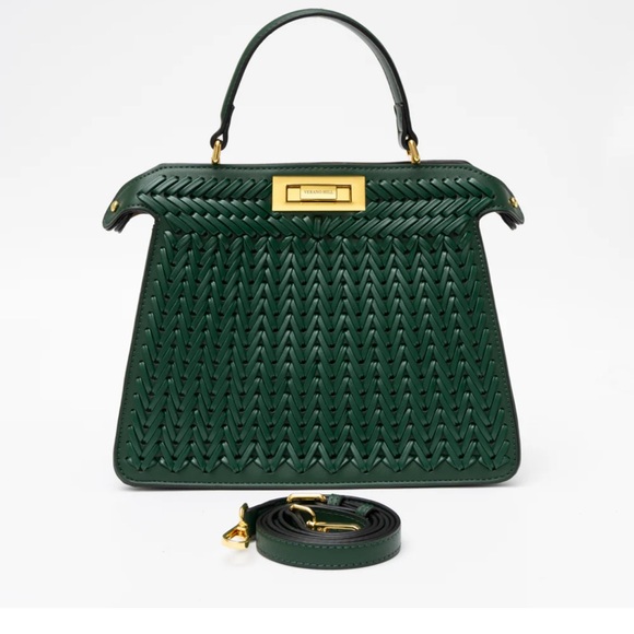Verano Hill Handbags - Verano Hill Dionne Woven Green Handbag